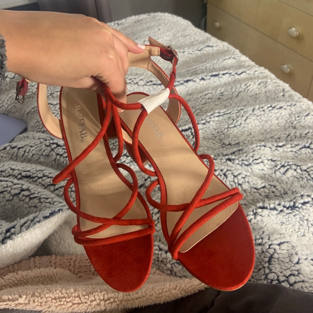 Justfab Red Criss Cross Heels!